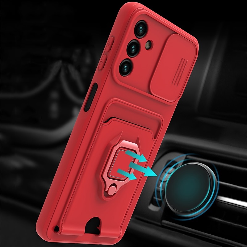 Phone Case For Samsung Galaxy S25 S23 Ultra Plus A53 A33 A13 A32 A52 Heavy Duty with Stand Holder Card Holder Ring Holder Solid Colored TPU4