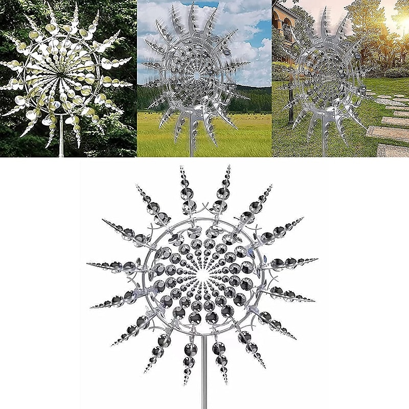 Wind Spinners for Yard Unique And Magical Metal Windmill Outdoor Wind Spinners Ball Bearing Construction Durable Silent Exotic Yard Garden Decoration - Main Image