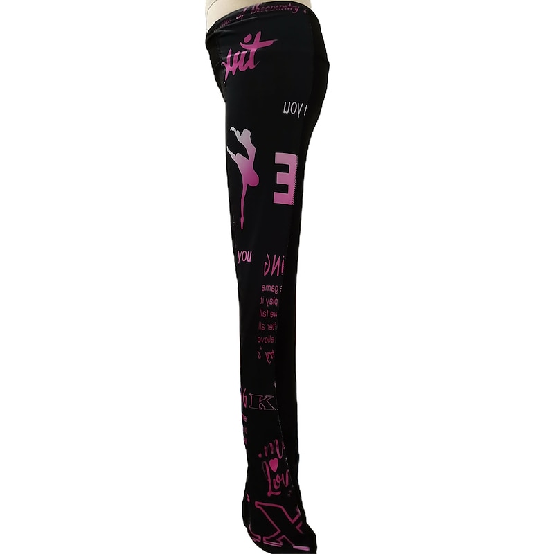 Figure Skating Pants Women's Girls' Ice Skating Tights Leggings Outfits Pink Fleece Spandex High Elasticity Training Practise Competition Skating Wear Thermal Warm Handmade Print Classic Ice Skating2