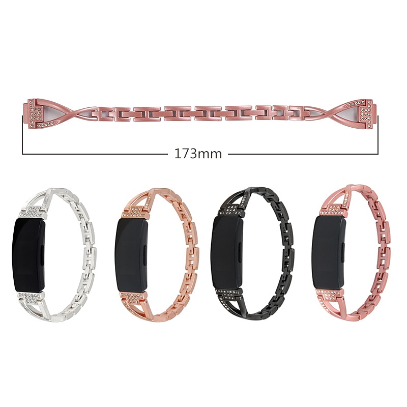 Smart Watch Band Compatible with Fitbit Fitbit Inspire Inspire 2 / Inspire HR / Inspire Stainless Steel Rhinestone Smartwatch Strap Bling Diamond Luxury Jewelry Bracelet Replacement  Wristband2
