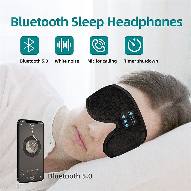 Sleep Headphones 3D Sleep Mask Bluetooth Wireless Music Eye Mask Sleeping Headphones for Side Sleepers Sleep Mask with Bluetooth Headphones Ultra-Thin Stereo Speakers Gift for Men Women2
