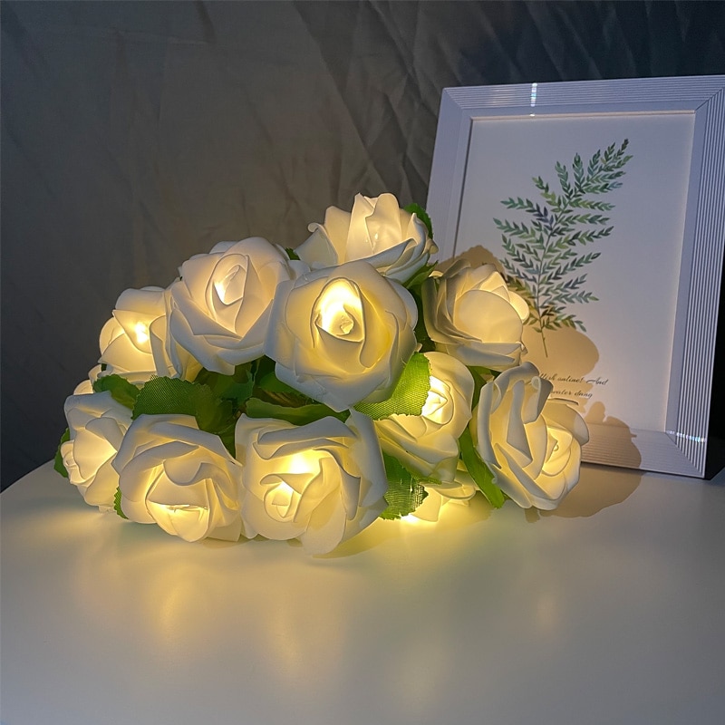 Rose Flower Leaf Fairy String Lights 3M-20LEDs 1.5M-10LEDs Wedding Garden Party Holiday Valentines Lights Decoration Battery or USB Powered2