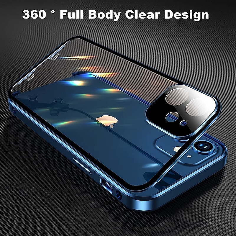 Phone Case For iPhone 17 Pro Max 17 Air 16 15 14 Pro Max Plus 13 12 11 Pro Max Mini Magnetic Adsorption Full Body Protective Double Sided Anti peep Solid Color Tempered Glass Metal4