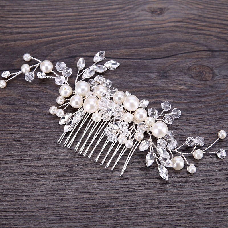 Hair Combs Headpiece Hair Accessory Imitation Pearl Copper wire Wedding Party / Evening Wedding Bridal With Faux Pearl Crystal / Rhinestone Headpiece Headwear