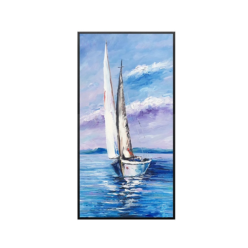 Oil Painting Handmade Hand Painted Wall Art Modern Abstract Sailboat Landscape Home Decoration Decor Rolled Canvas No Frame Unstretched3