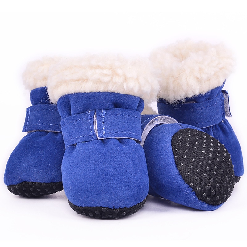 4Pcs Winter Dog Boots, Pet Snow Shoes Thicken Fleece Pet Outdoor Shoes with Anti-Slip Sole for Small Medium Large Dogs4