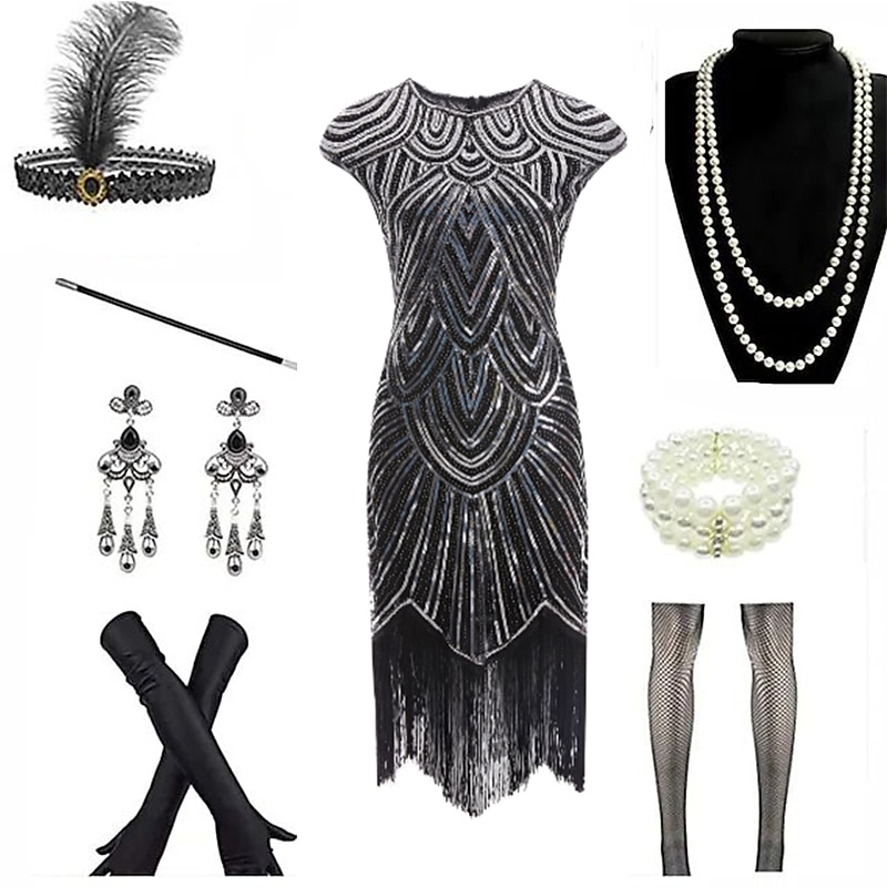 Roaring 20s 1920s 1930s Flapper Dress Dress Outfits The Great Gatsby Wedding Guest Tassel Fringe V Neck Fancy Dress Women's Carnival Masquerade Homecoming Wedding Reception Bachelorette Party Adults'4