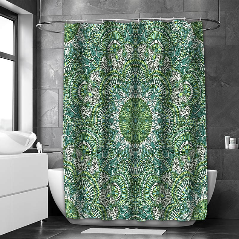 Shower Curtain with Hooks 180cm*180cm(70"*70")Polyester Suitable for Separate Wet and Dry Zone Divide Bathroom Waterproof Oil-proof Mandala Bohemian2