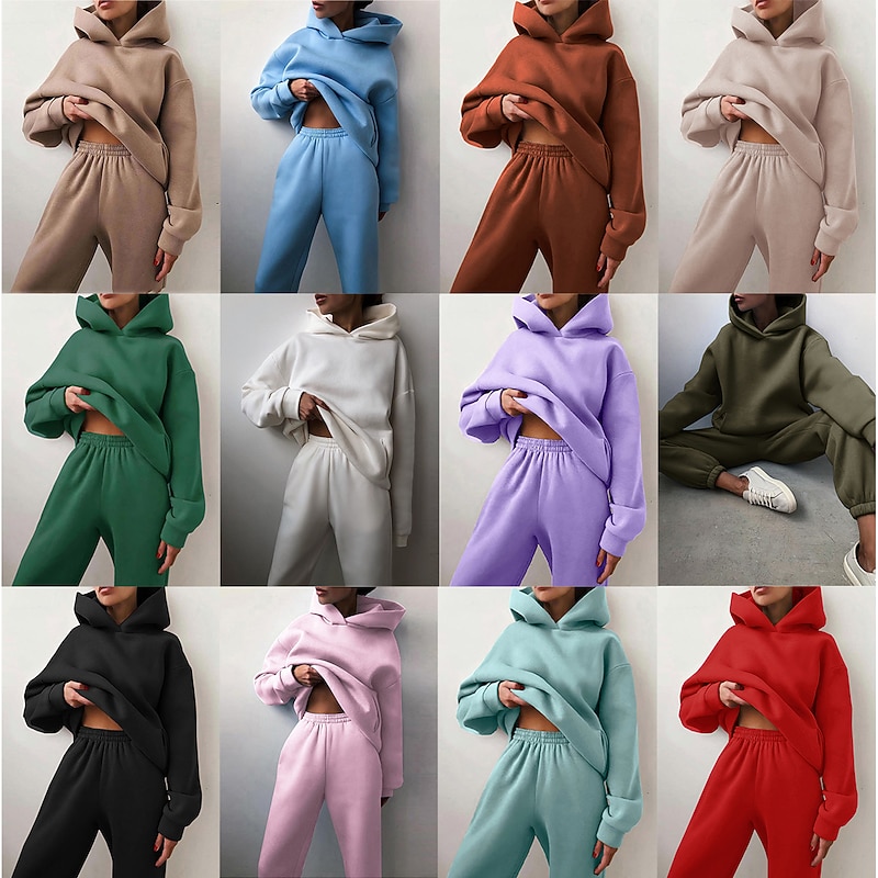 Women's Tracksuit Sweatsuit Jogging Suit 2pcs Street Casual Winter Long Sleeve Warm Breathable Soft Running Everyday Use Sportswear Camel Almond Light Brown Green White Black Activewear / Spring4