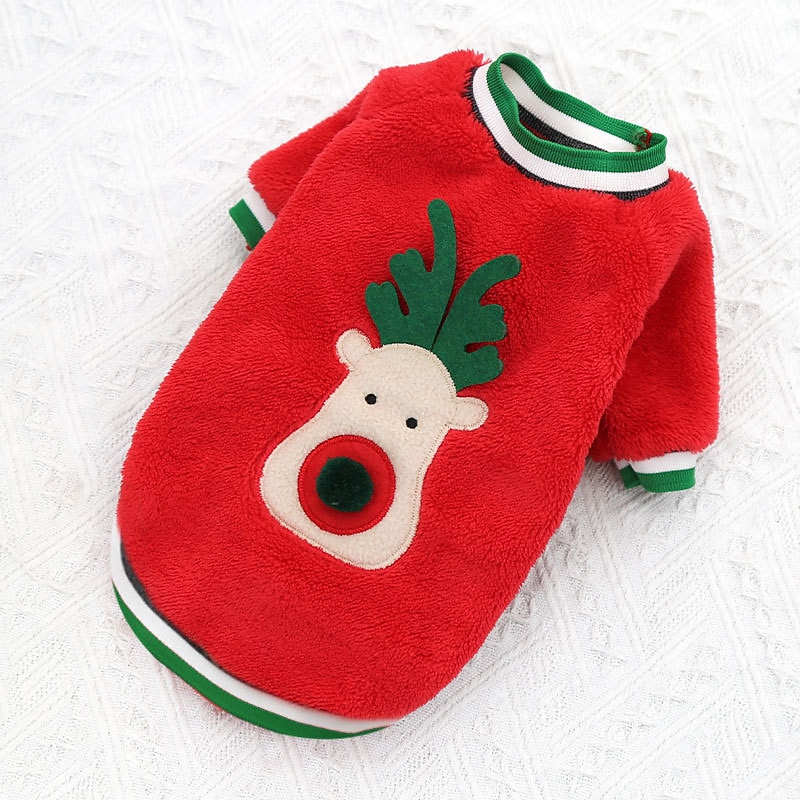 Dog Coat,Christmas Cute Fleece Dog,Green Jacket Reindeer Warm Pet Puppy Jumpsuit Soft Flannel Pajamas Padded Vest Dog Christmas Clothes Gift Have Sleeves,M2