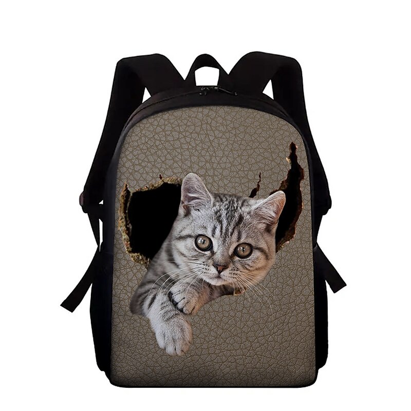 3D Cat Clawing Through Faux Leather Look Backpack – Realistic Animal Design School Bag for Teen Boys and Girls2