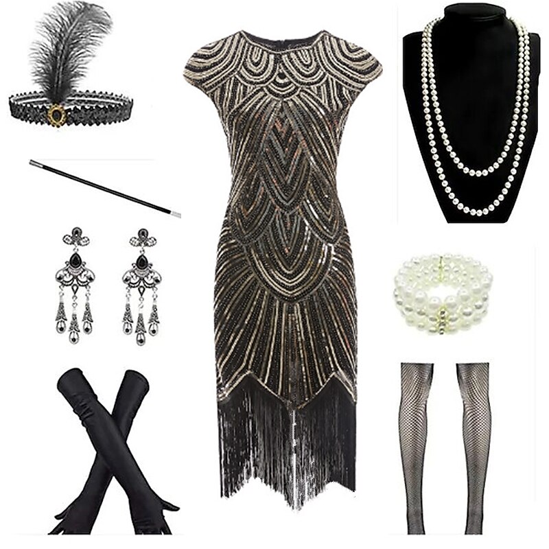 Roaring 20s 1920s 1930s Flapper Dress Dress Outfits The Great Gatsby Wedding Guest Tassel Fringe V Neck Fancy Dress Women's Carnival Masquerade Homecoming Wedding Reception Bachelorette Party Adults'3