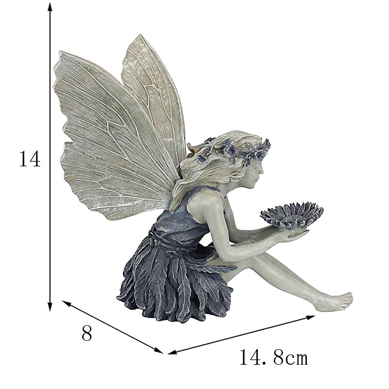 Garden Fairy Figurines Resin Girl Statue Courtyard Villa Decoration Home Desktop Table Figurines Birthday Gift Sitting Fairy Statue Resin Craft Landscaping Yard Decoration2