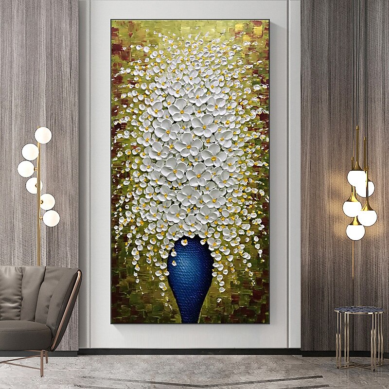 Oil Painting 100% Handmade Hand Painted Wall Art On Canvas Modern Palette Knife Painting White Plum Floral Home Decoration Decor Rolled Canvas No Frame Unstretched2