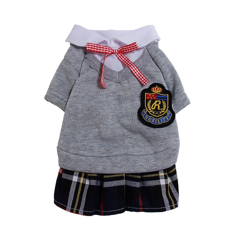 Pet Clothing Clothes for Dogs Campus Style Lovers Outfit Small Dog Puppy Plaid Dog Dress Hoodie Sweatshirts Pet Clothes2