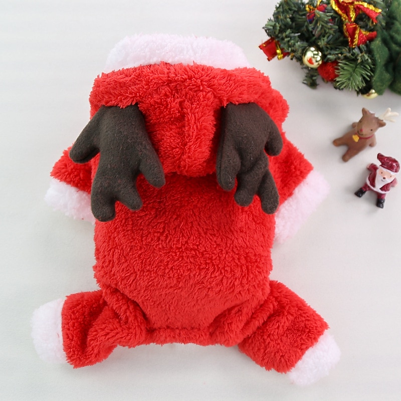 Pet Dog Lovely Sweater Clothes Chirstmas Reindeer Winter Fleece Hoodie Outfit Sweatshirts Soft Warm Xmas Festival Puppy Sweatshirt Coat Apparel3