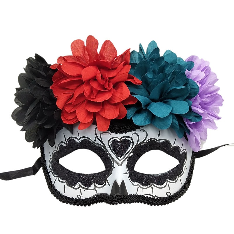 Mexican Halloween Mask Sugar Skull Cosplay Viva Mexico Adults' Men's Women's Mardi Gras Mexico Independence Day Day of the Dead Easy Halloween Costumes Dress Up4