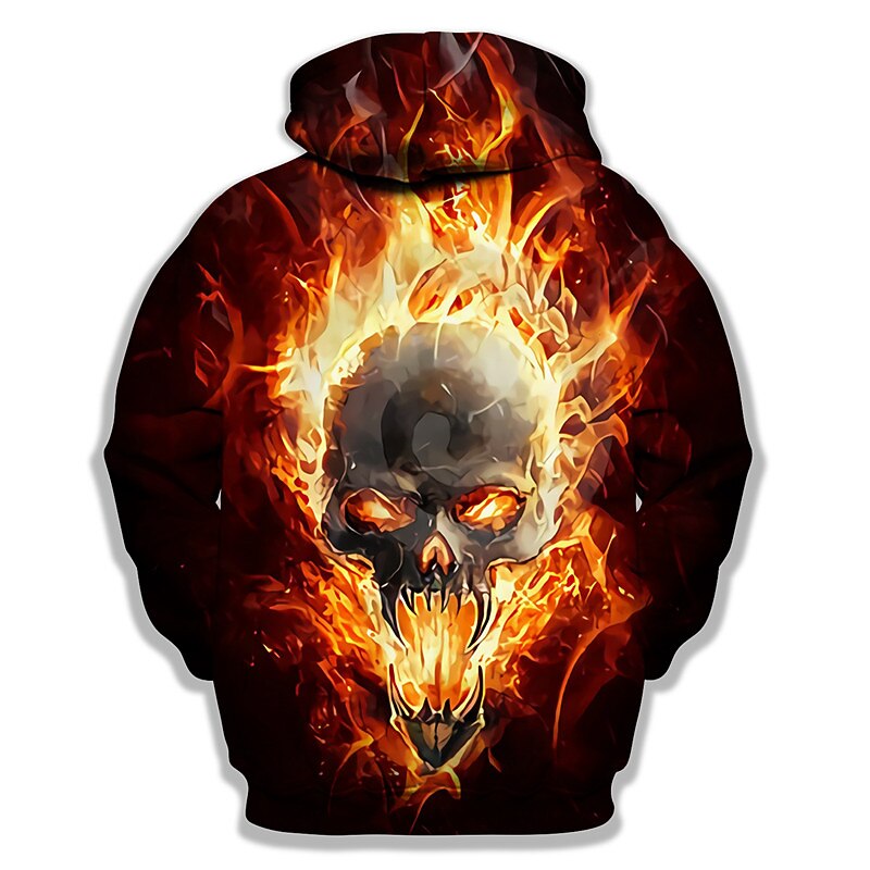 Men's Skull Graphic Prints Flame Hoodie Hoodies Sweatshirt Designer Casual Long Sleeve Hooded Daily Sports Wine Print Spring &  Fall Designer2