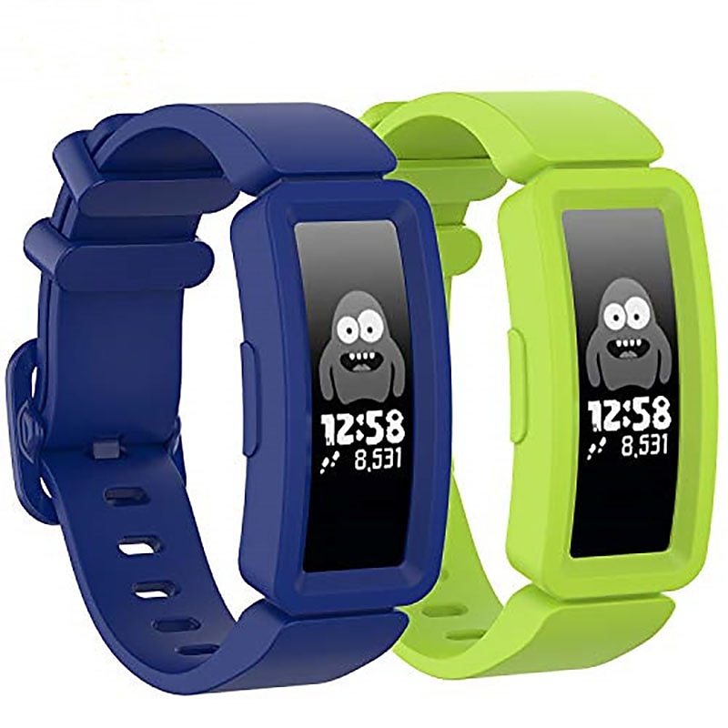 2 Packs Smart Watch Band Compatible with Fitbit Ace 2 for Kids Silicone Smartwatch Strap Soft Breathable Sport Band SmartWatch Band with Case Replacement  Wristband Boys Girls