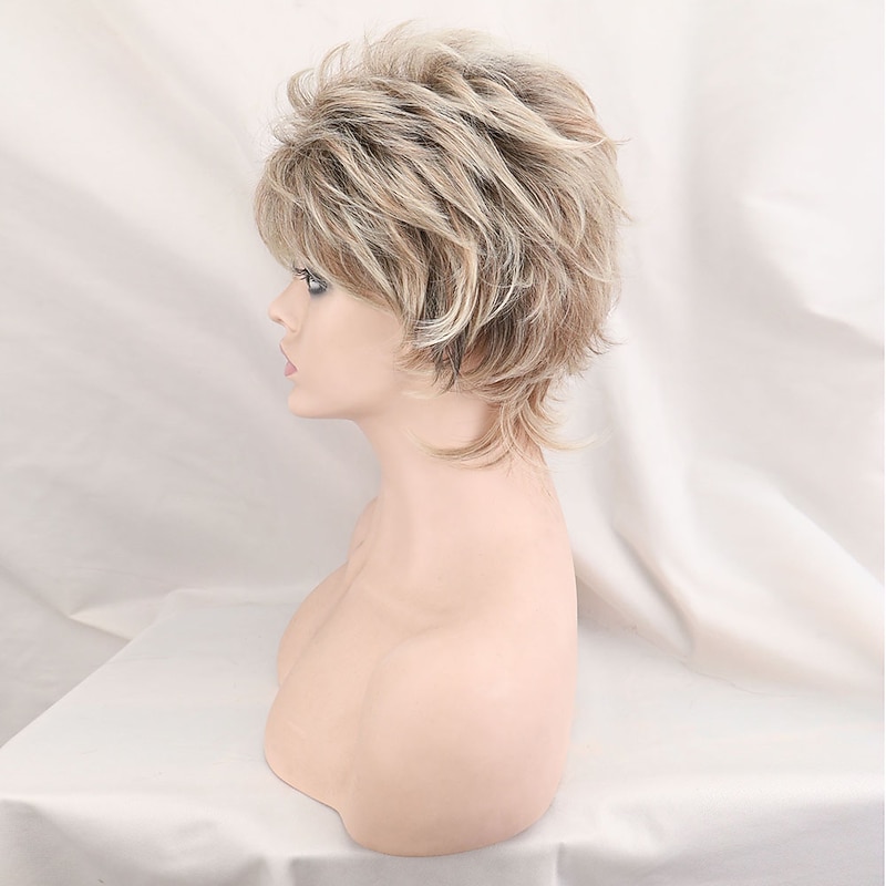 Pixie Cut Wig Brown Wigs for Women Synthetic Wig Short Women's Dark Roots Blonde Wigs Blonde Medium Wigs 6 Inch4