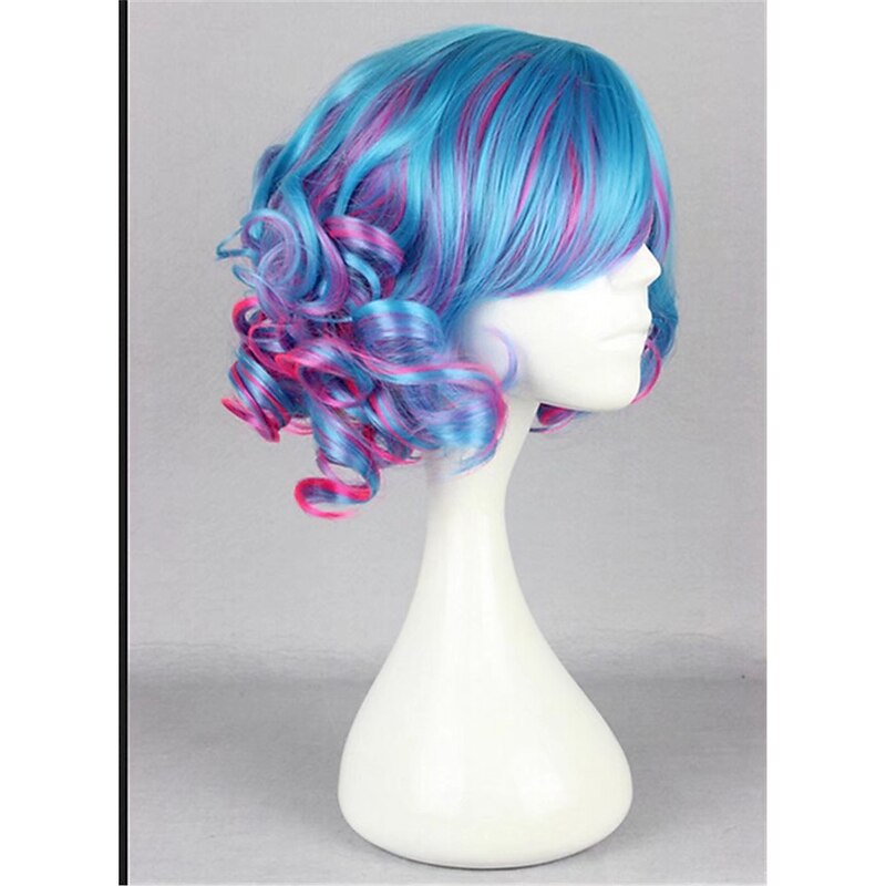 Kadiya Cosplay Wig Short Curly Colorful Lolita Zipper Cosplay  Party Hair Halloween Wigs4