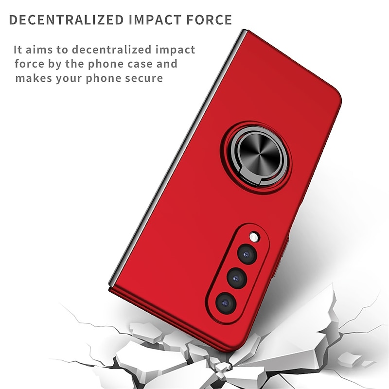 Phone Case For Samsung Galaxy Z Fold 7 Z Fold 6 Z Fold 5 Z Fold 4 Z Fold 3 Full Body Case Flip Ring Holder Dustproof Solid Colored TPU3