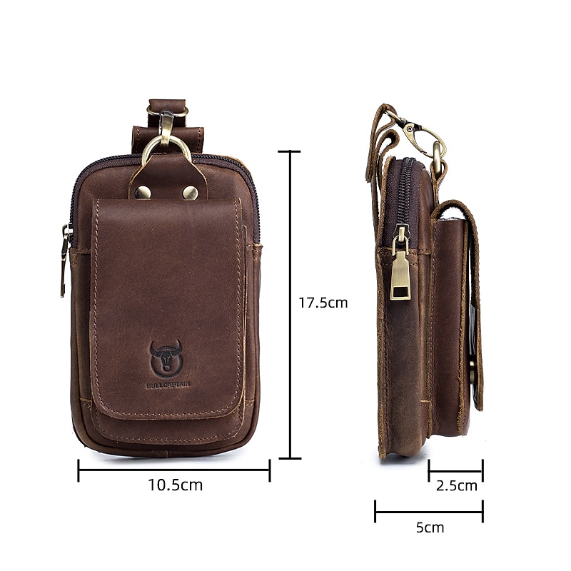 Men's Wallet Coin Purse Mobile Phone Bag Belt Bag Cowhide Shopping Solid Color Black Brown4