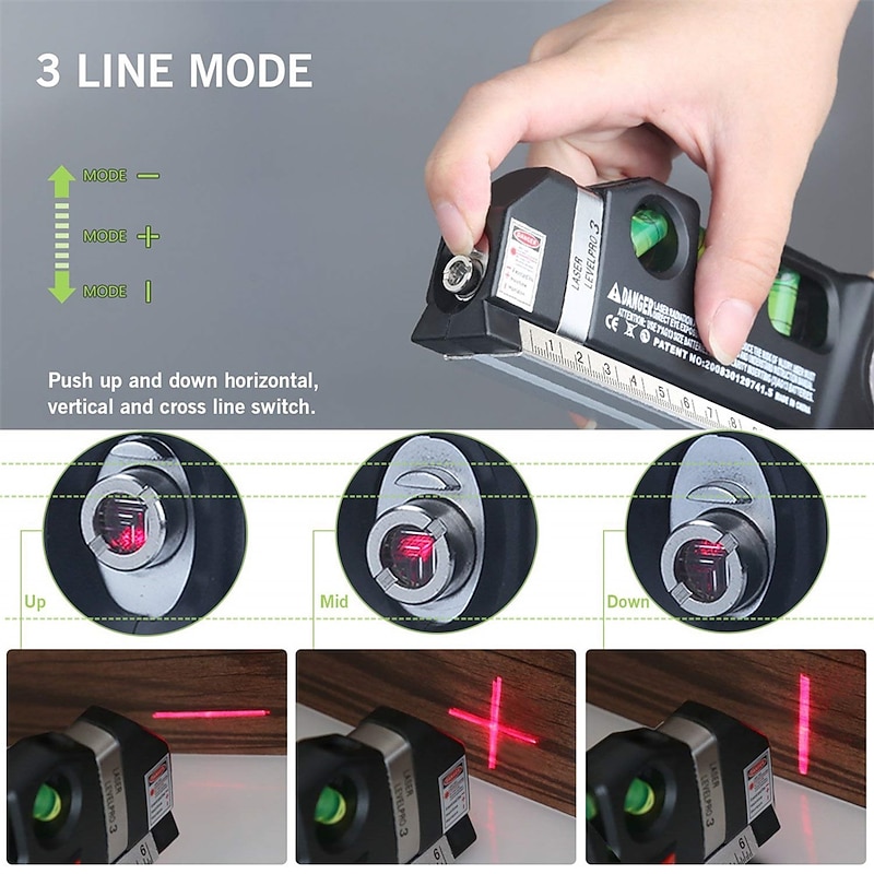 Multipurpose Laser Level Laser Line 8 Feet Measure Tape Ruler Adjusted Standard and Metric Rulers for Hanging Pictures3