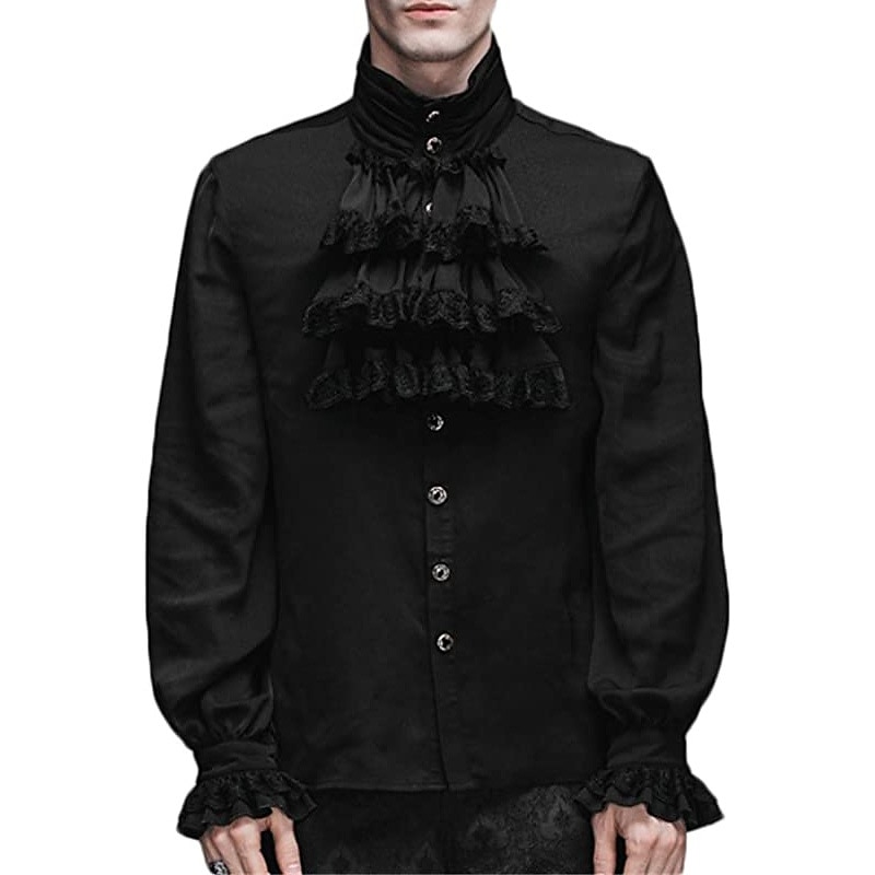 Retro Vintage Medieval Blouse / Shirt Masquerade Normal Prince Vampire Aristocrat Fancy Dress Men's Pirate Fantasy Steampunk Carnival New Year Masquerade Event / Party Festival Adults' Blouse All2