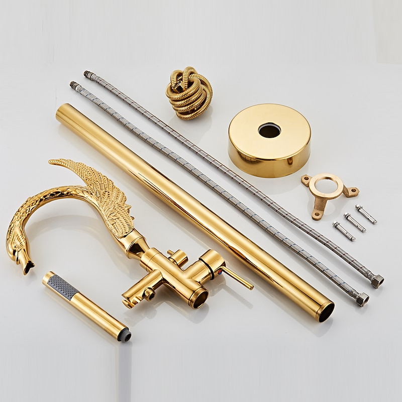 Bathtub Faucet - Contemporary Chrome Floor Mounted Ceramic Valve Bath Shower Mixer Taps4