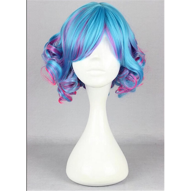 Kadiya Cosplay Wig Short Curly Colorful Lolita Zipper Cosplay  Party Hair Halloween Wigs3