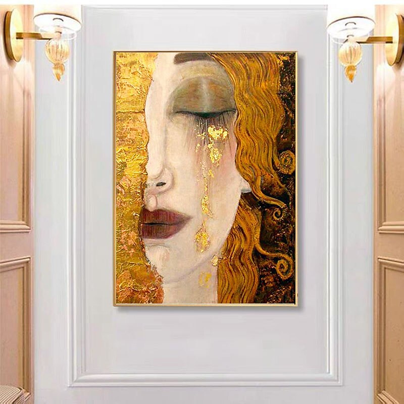 Oil Painting Hand Painted Vertical Abstract People Contemporary Classic Rolled Canvas (No Frame)3