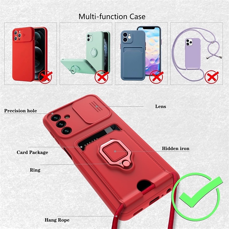 Phone Case For Samsung Galaxy S25 S23 Ultra Plus A53 A33 A13 A32 A52 Heavy Duty with Stand Holder Card Holder Ring Holder Solid Colored TPU2