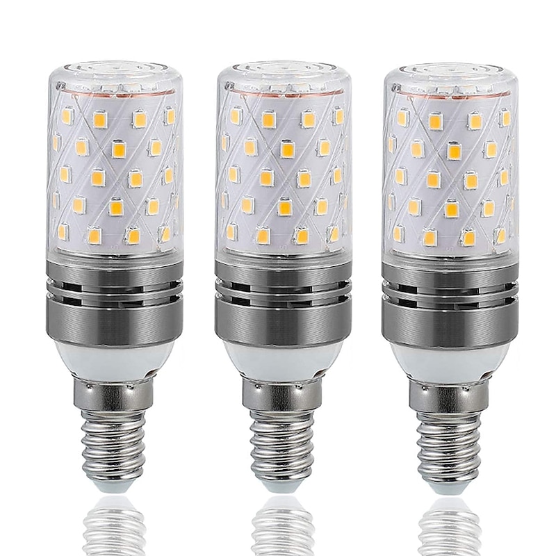 12W E14 E27 Led Candlestick Bulb AC85-265V Silver LED Corn Bulb Two-color Temperature Corn Lamp Equivalent to the Traditional 100 Watt 1400lm  Led Chandelier Bulb