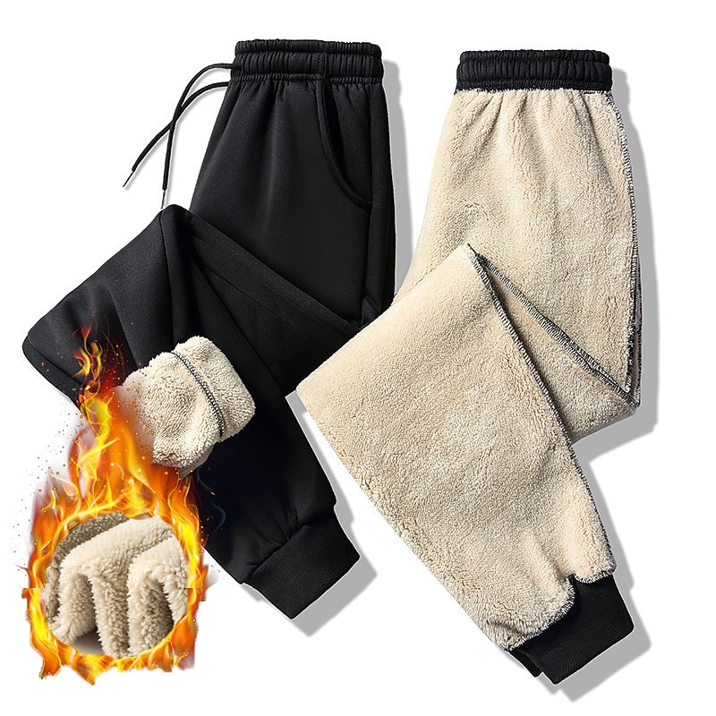 Men's Work Pants Hiking Cargo Pants Fleece Lined Pants Outdoor Windproof Lightweight Soft Comfortable Bottoms 990 black Fishing Climbing Beach M L XL XXL XXXL