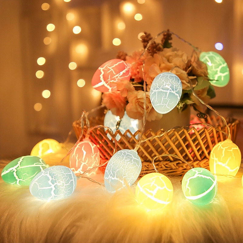 Easter Egg String Lights LED Fairy Light 1.5m 10LEDs Cracked Egg Garland Light Battery Powered Christmas Family Party Holiday Decoration3