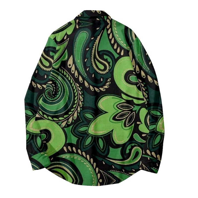 Men's Leaves Clock Shirt Button Up Shirt Vintage Designer Ethnic Style Daily Holiday Going out Spring, Fall, Winter, Summer Turndown 3D Print 21031 19014C gold c0018 19014C black c0015 11