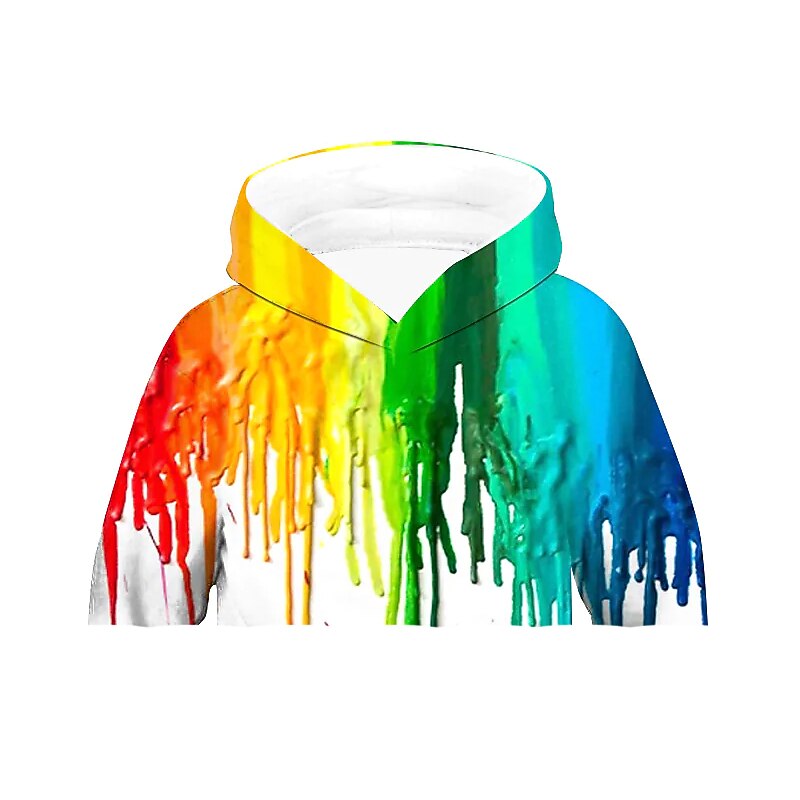 Kids Boys' Hoodie Long Sleeve Rainbow 3D Print Rainbow Daily Indoor Outdoor Active Basic 2-12 Years / Fall / Winter / Spring3