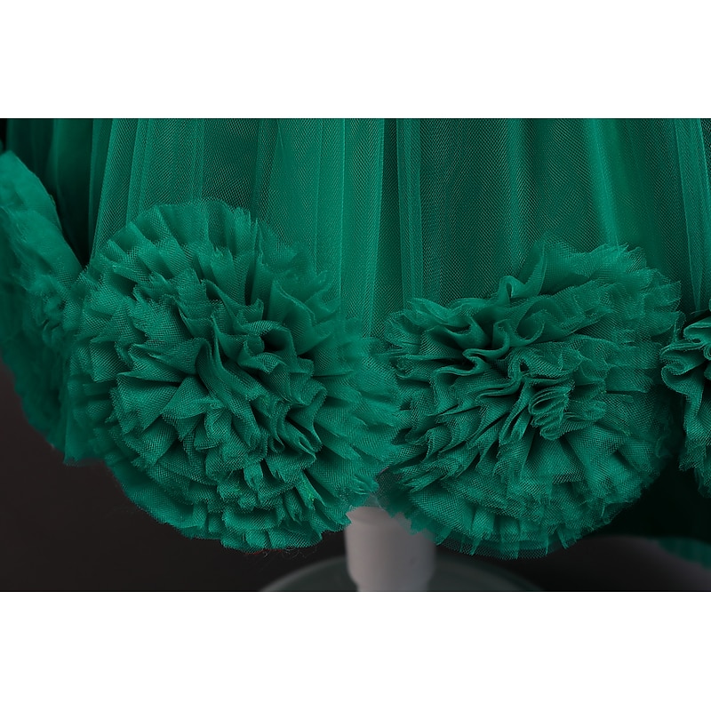 Kids Girls' Flower Girl Dress Dress Solid Colored Short Sleeve Wedding Party Birthday Mesh Bow Princess Sweet Polyester Asymmetrical Tulle Dress Summer Spring Fall 3-10 Years Type C White Pink4