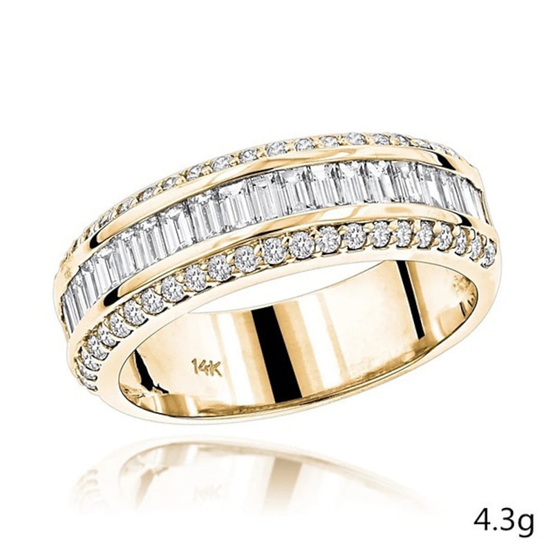 Women's light Ring Luxury Fashion 14k Gold Three-Drain Diamond  Slternate Simple