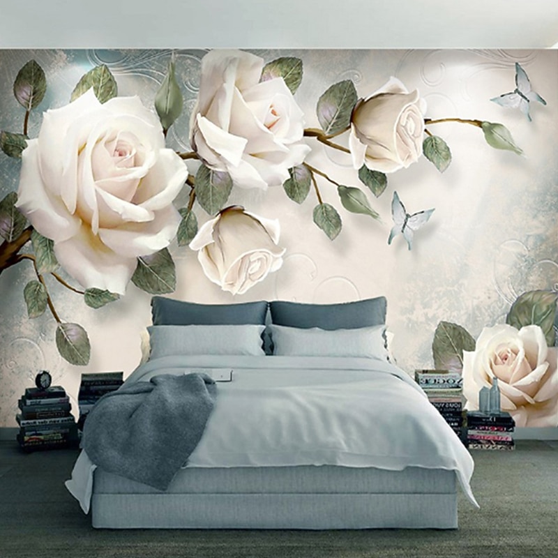 Cool Wallpapers Wall Mural Flower Wallpaper Beautiful Wallpaper Wall Sticker Covering Print Adhesive Required 3D Effect Blossom Flower Canvas Home Décor4