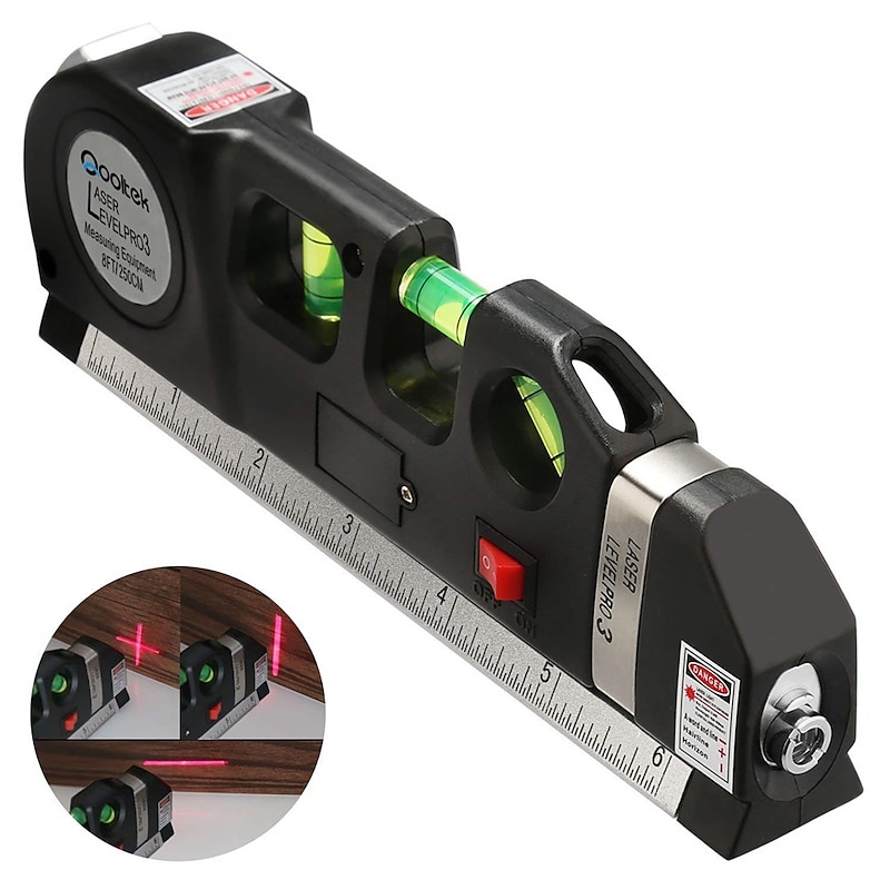 Multipurpose Laser Level Laser Line 8 Feet Measure Tape Ruler Adjusted Standard and Metric Rulers for Hanging Pictures4