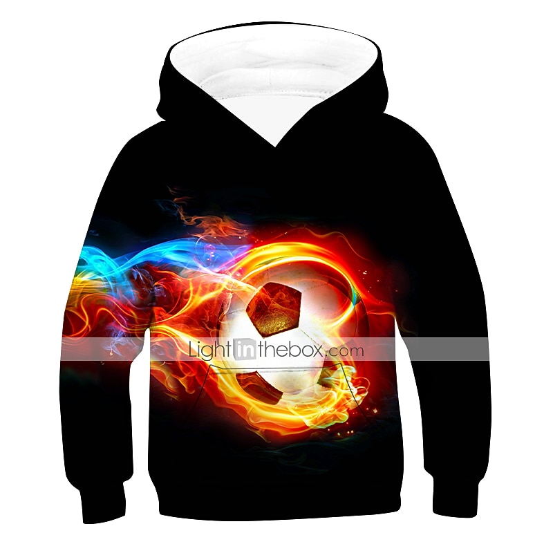 Boys 3D Football Hoodie Long Sleeve 3D Print Fall Winter Active Basic Kids 3-12 Years Outdoor Daily3