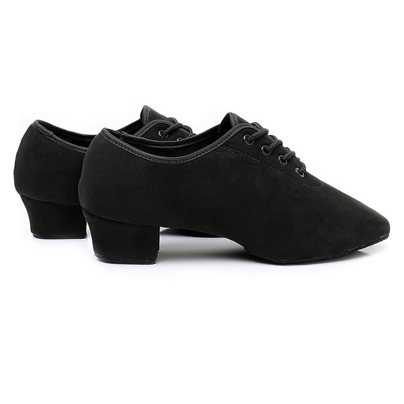 Women's Suede Lace-Up Dance Shoes with Soft Suede Sole – Comfortable Low Heel Ballroom Shoes for Professional and Practice Use4