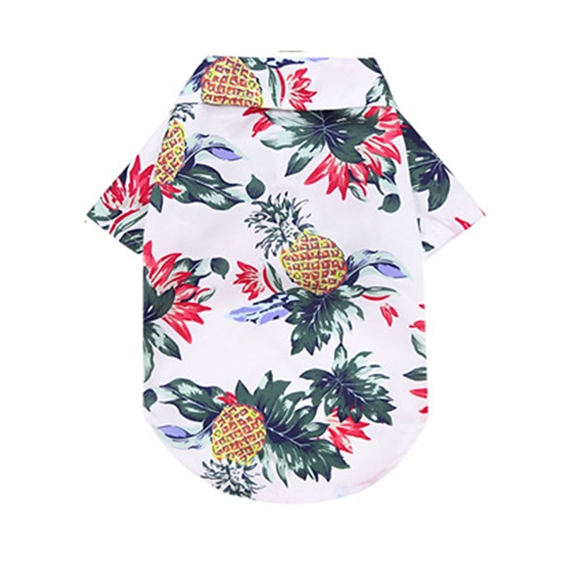 Dog Hawaiian Shirt 2 Pieces Puppy Clothes with Dog Bath Brush  for Small Medium Large Dogs Boy Breathable Coconut Tree Dog T-Shirt4