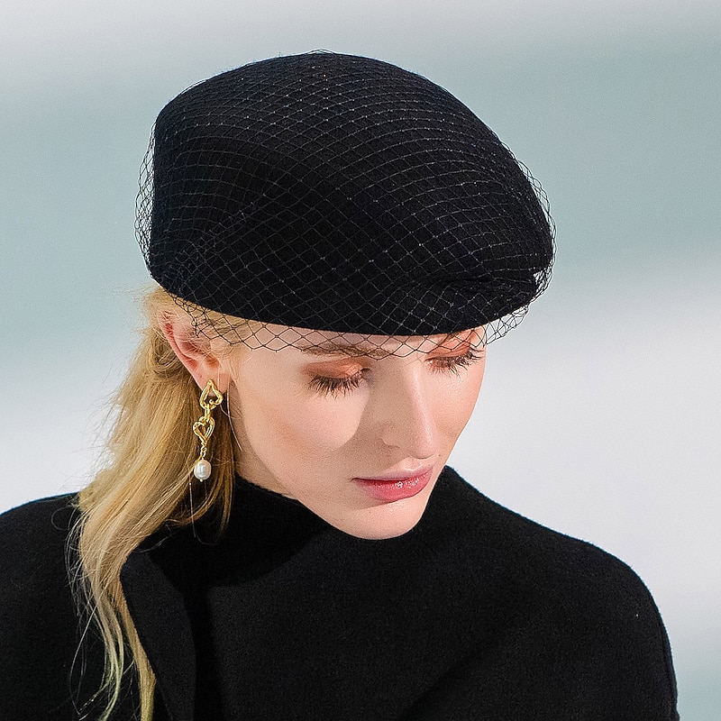 Vintage Style Elegant Cotton Hats / Headwear with Pure Color / Tulle 1PC Special Occasion / Party / Evening / Melbourne Cup Headpiece4