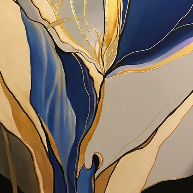 Handmade Oil Painting Canvas Wall Art Decoration Abstract Art Flowing Gold Foil for Home Decor Stretched Frame Hanging Painting4