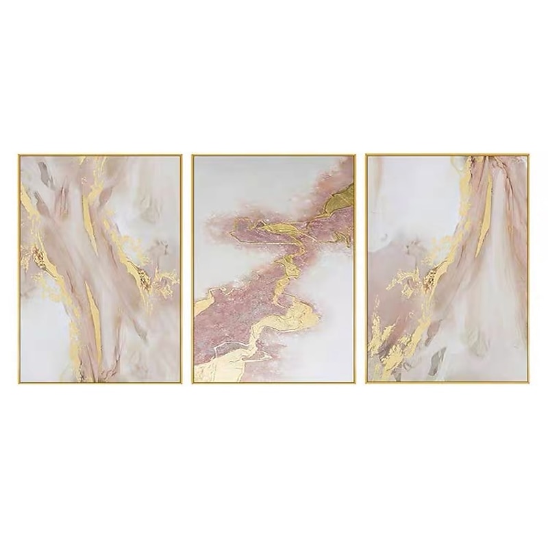 Oil Painting 100% Handmade Hand Painted Wall Art On Canvas Golden Pink Marble Vertical Abstract Landscape Comtemporary Modern Home Decoration Decor Rolled Canvas No Frame Unstretched2