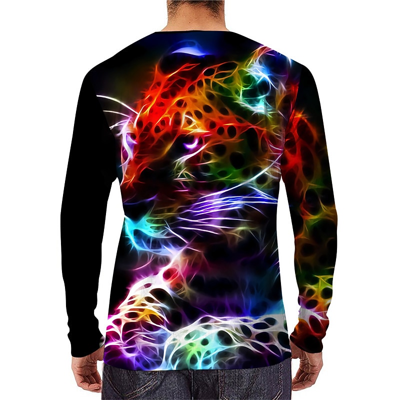 Men's Unisex Tiger Graphic Prints T Shirt Long Sleeve T shirt 3D Print Crew Neck Shirt Designer Casual Big and Tall Daily Holiday Black Spring &  Fall Clothing Apparel S M L XL XXL 3XL 4XL2