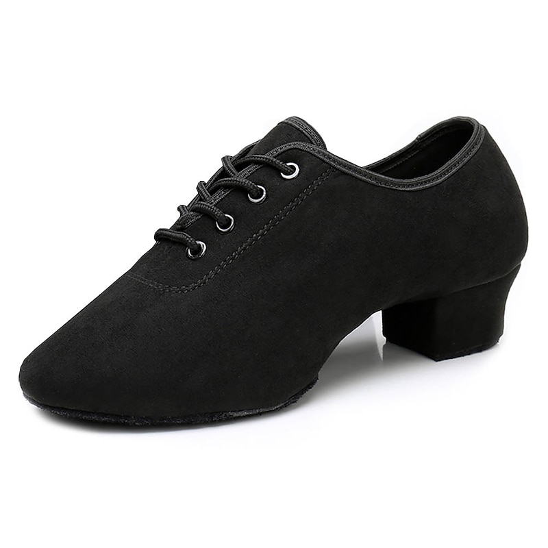 Women's Suede Lace-Up Dance Shoes with Soft Suede Sole – Comfortable Low Heel Ballroom Shoes for Professional and Practice Use2